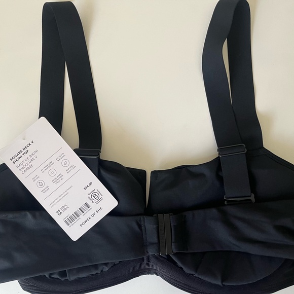 Athleta Square Neck V Black Bikini Top NWT - Picture 7 of 9